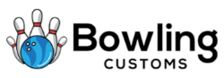 Logo of Bowling Customs with a bowling ball and pins design.