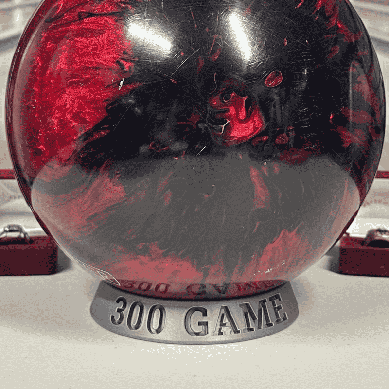 Bowl with red and black design and '300 Game' text on a white background